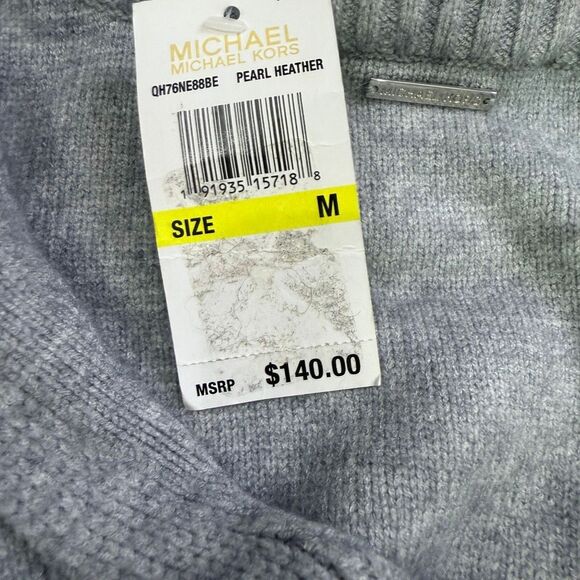 Michael Kors Chain-Neck Sleeveless Sweater Tunic Pearl Heather Gray NWT Size M S - Picture 5 of 11